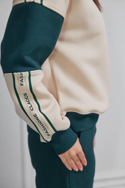 Світшот жіночий з надписом Fashion M Бежевий/Зелений (М145.4) - фото 5