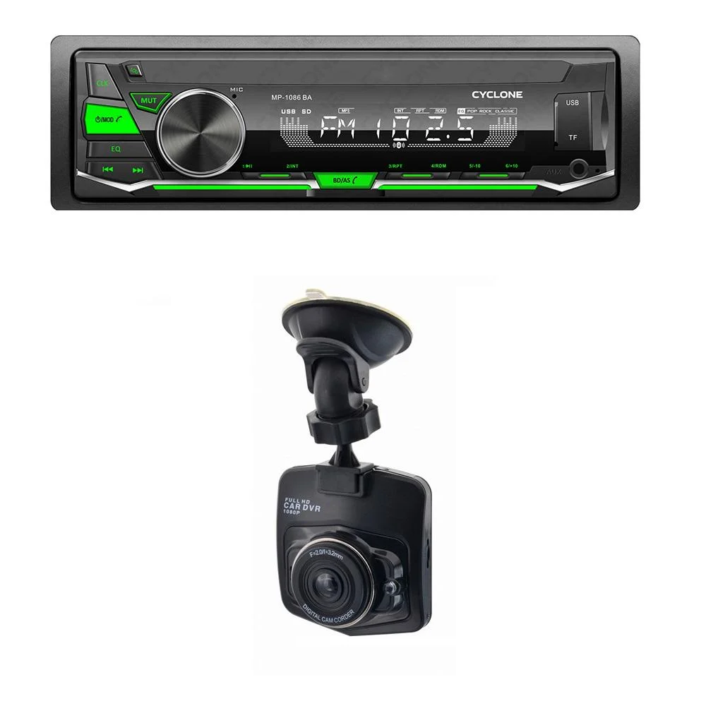 Автомагнитола CYCLONE MP-1086 1Din и видеорегистратор DVA-01