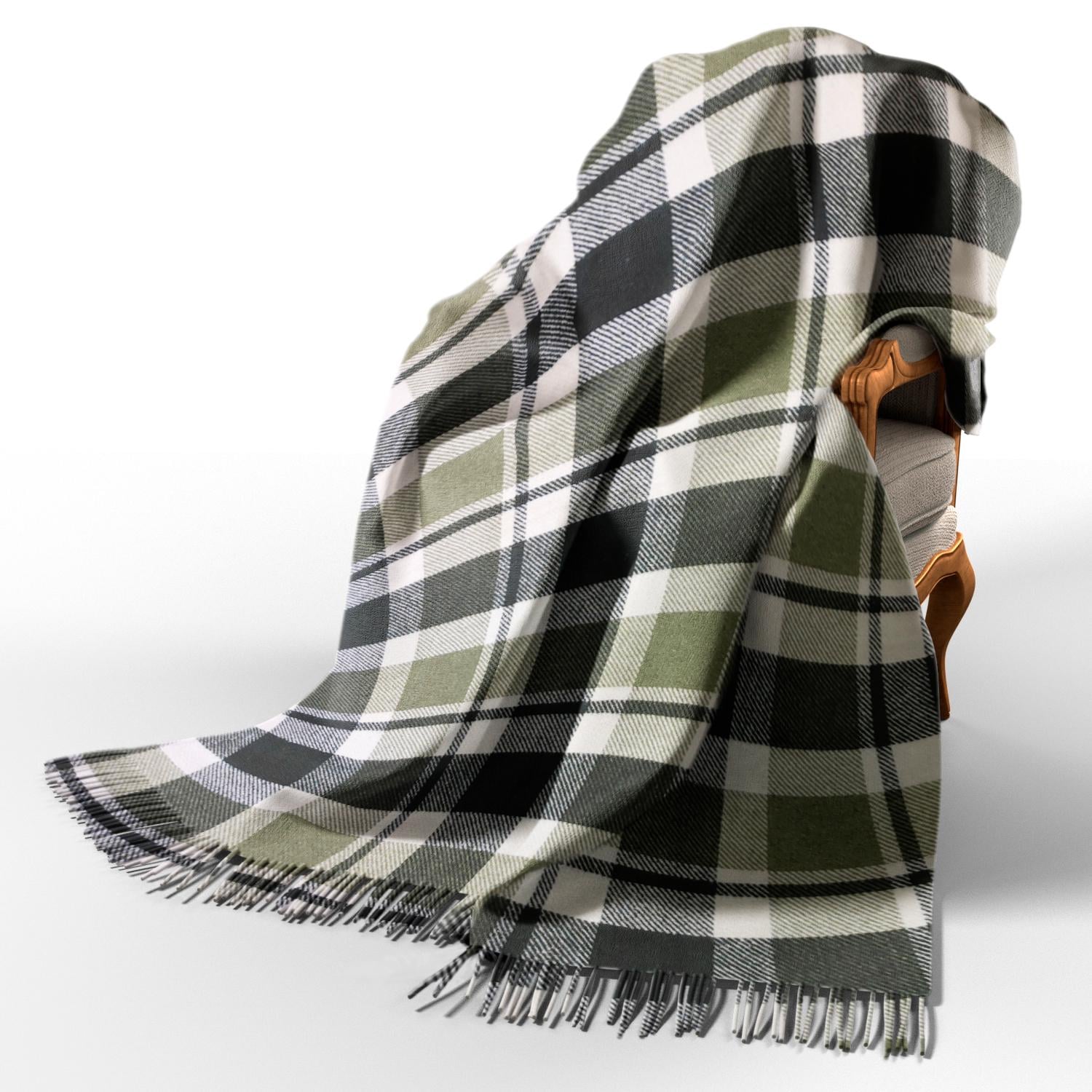 Плед шерстяной Love You М1 140x200 см Бело-салатовый/Темно-зеленый (4508)