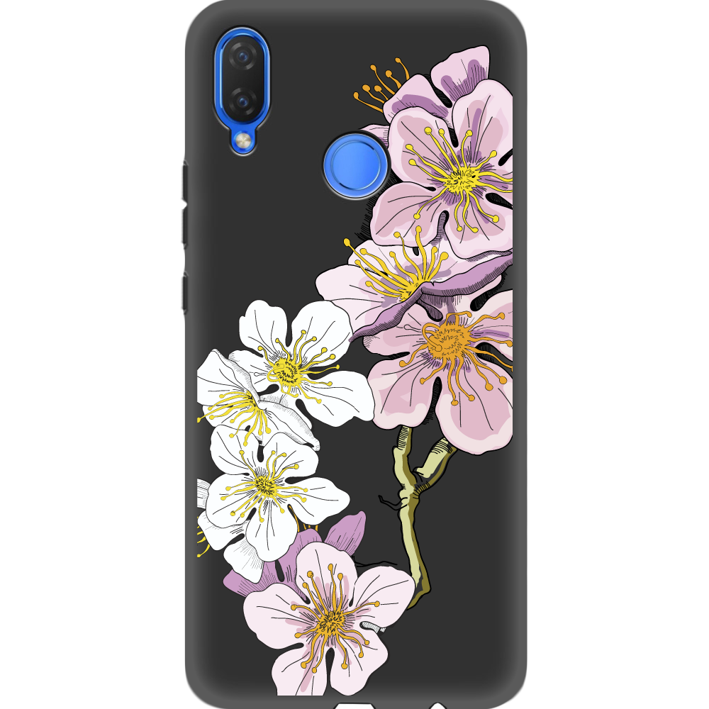 Чехол Boxface Huawei P Smart Plus Cherry Blossom Черный силикон (34912-cc4-35159)
