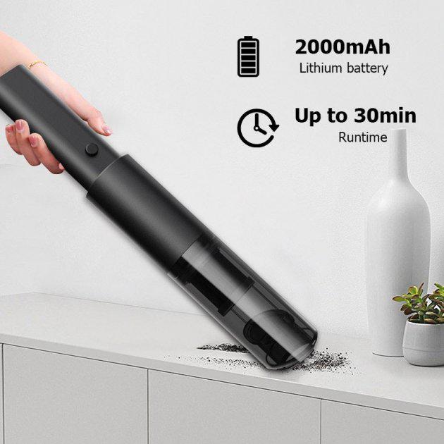 Автомобильный компактный пылесос с насадками Grikey Office Cleaner 2000 mAh 120 W Черный (GRBC12) - фото 2