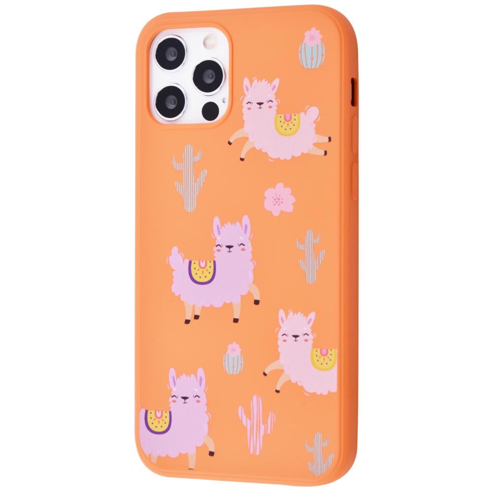 Чехол WAVE Fancy case TPU для iPhone 12/12 Pro Funny Llamas/Peach с рисунком