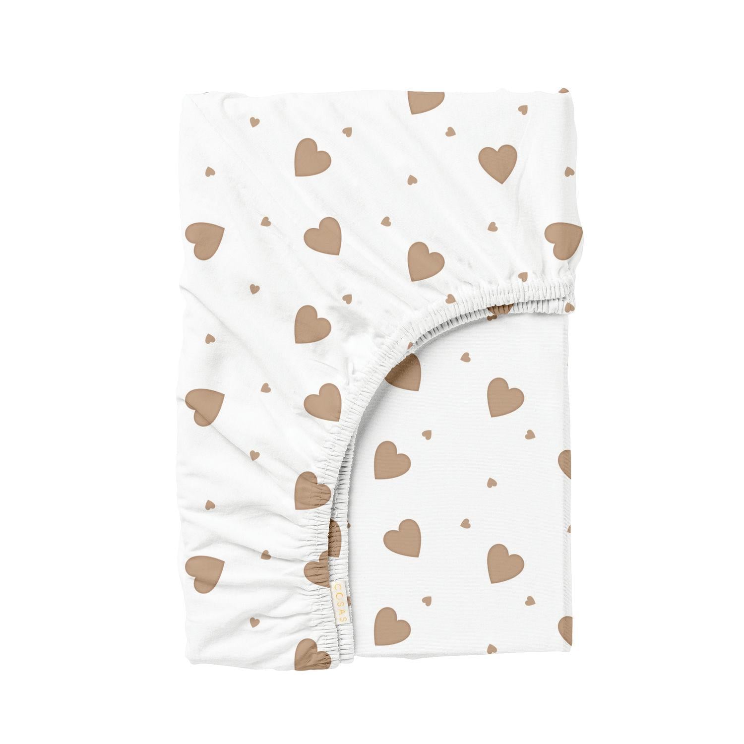 Простынь на резинке Cosas BEIGE HEARTS ранфорс 180х200х30 см (4822052424568)