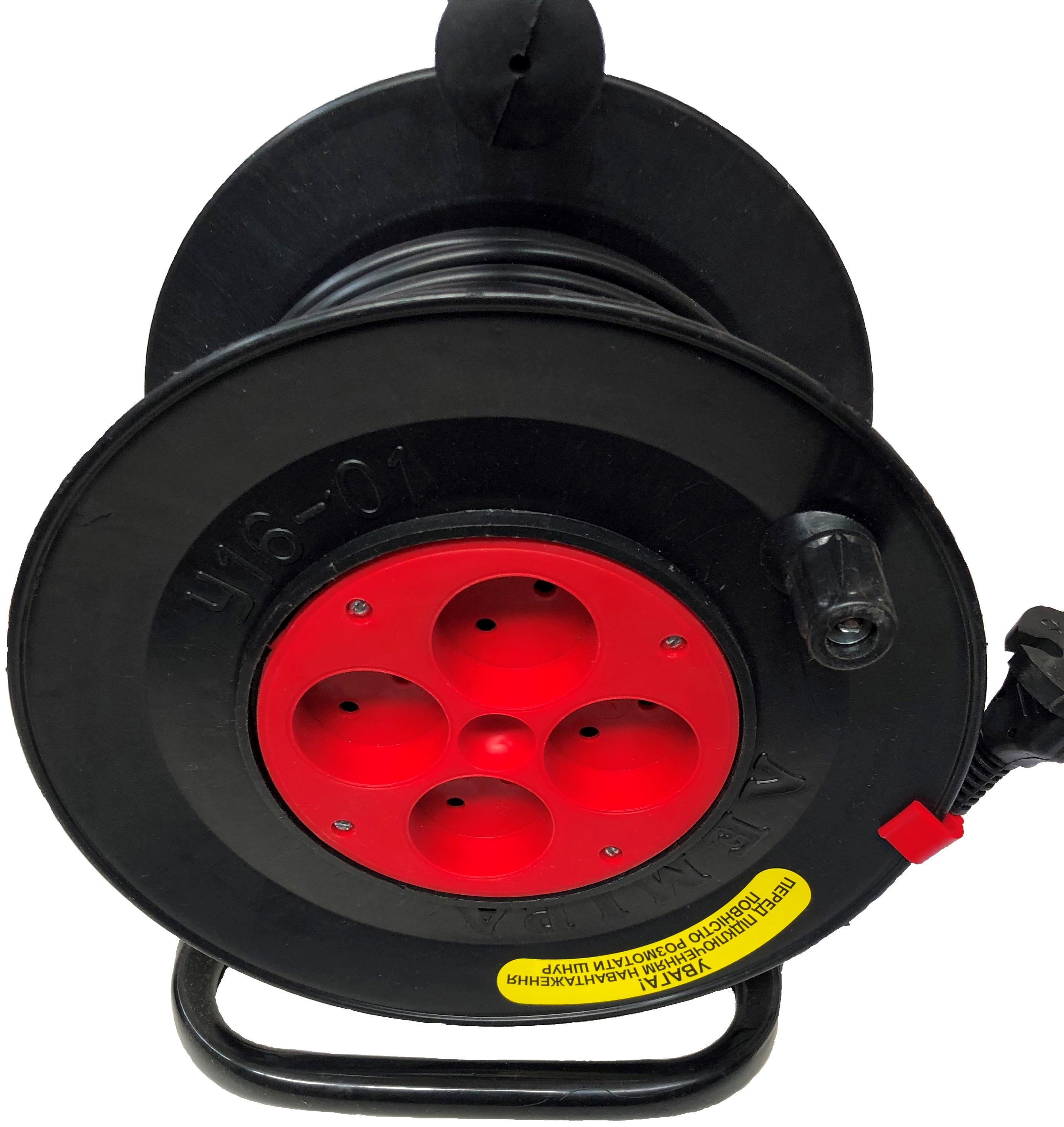 Подовжувач Леміра ПВС 2х1 У16-01 на котушці 25 м 4 гнізда без заземлення