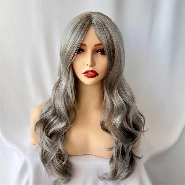 Парик волнистый без челки с пробором пепельный 60 см Серый (Т00001061) Парик волнистый без челки с пробором пепельный 60 см Серый (Т00001061)