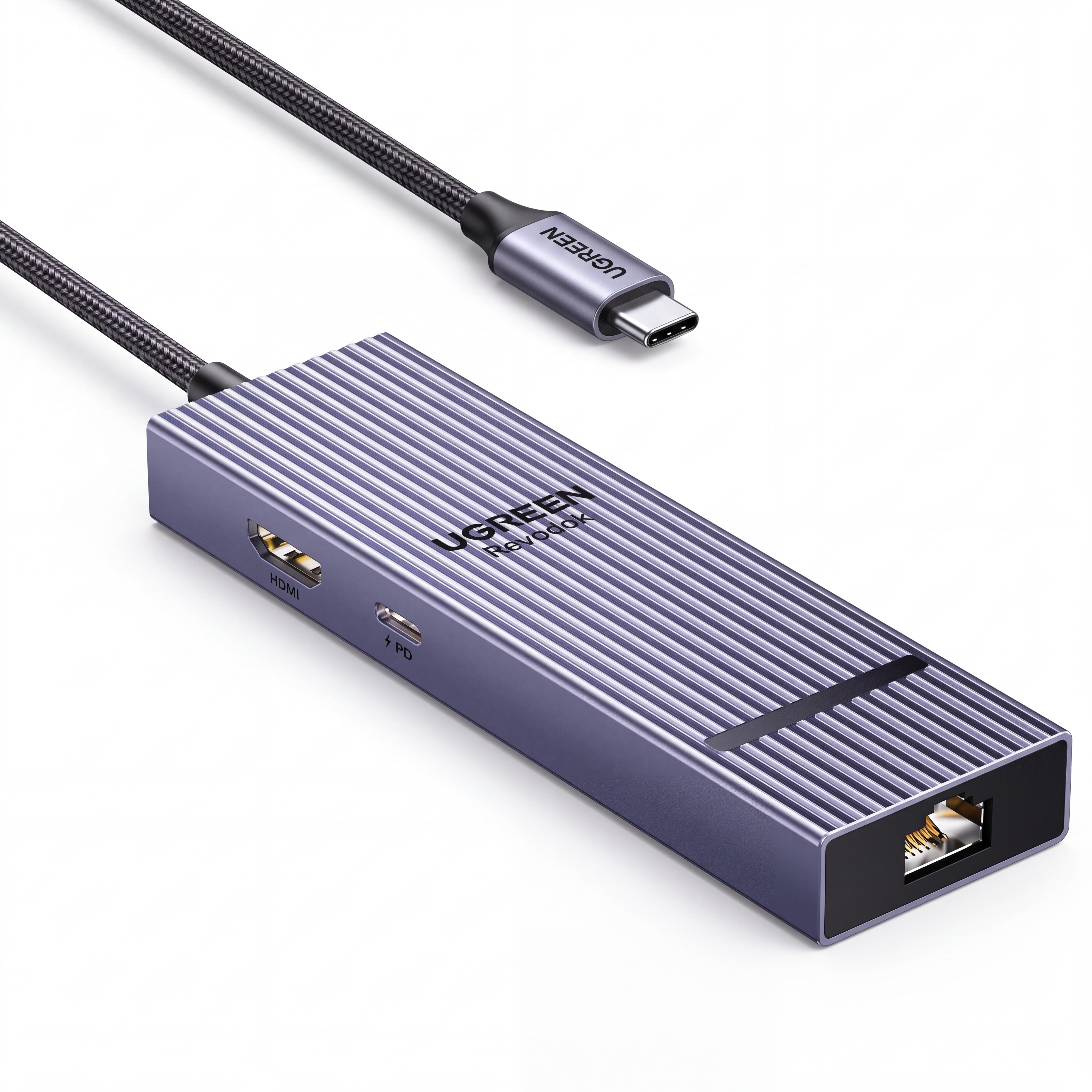 USB-C док-станция UGREEN Revodok CM828 6в1 HDMI 4K 60 Гц нужен DP Alt Mode 2.5GbE 2 USB-A и 1 USB-C USB 10 Гбит/с вход PD до 100 Вт Серый (55542)