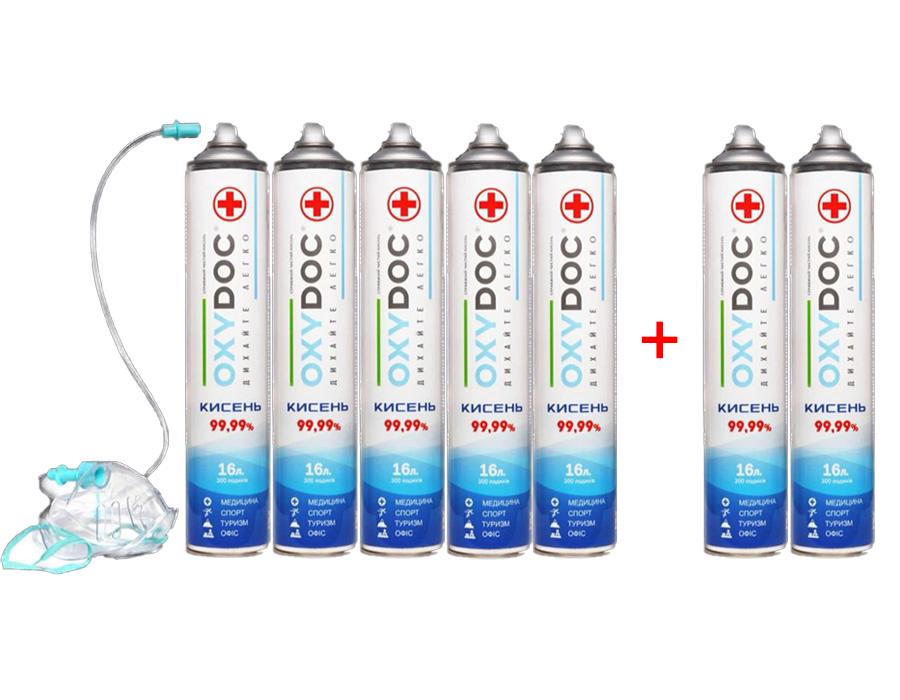Набір балончиків кисневих OxyDoc з маскою 16 л 7 шт. (82192521) - фото 2 Набір балончиків кисневих OxyDoc з маскою 16 л 7 шт. (82192521) - фото 2