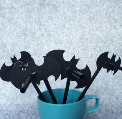 Декор на Хэллоуин коктейльные трубочки 10 шт. Черный (1209) - фото 2