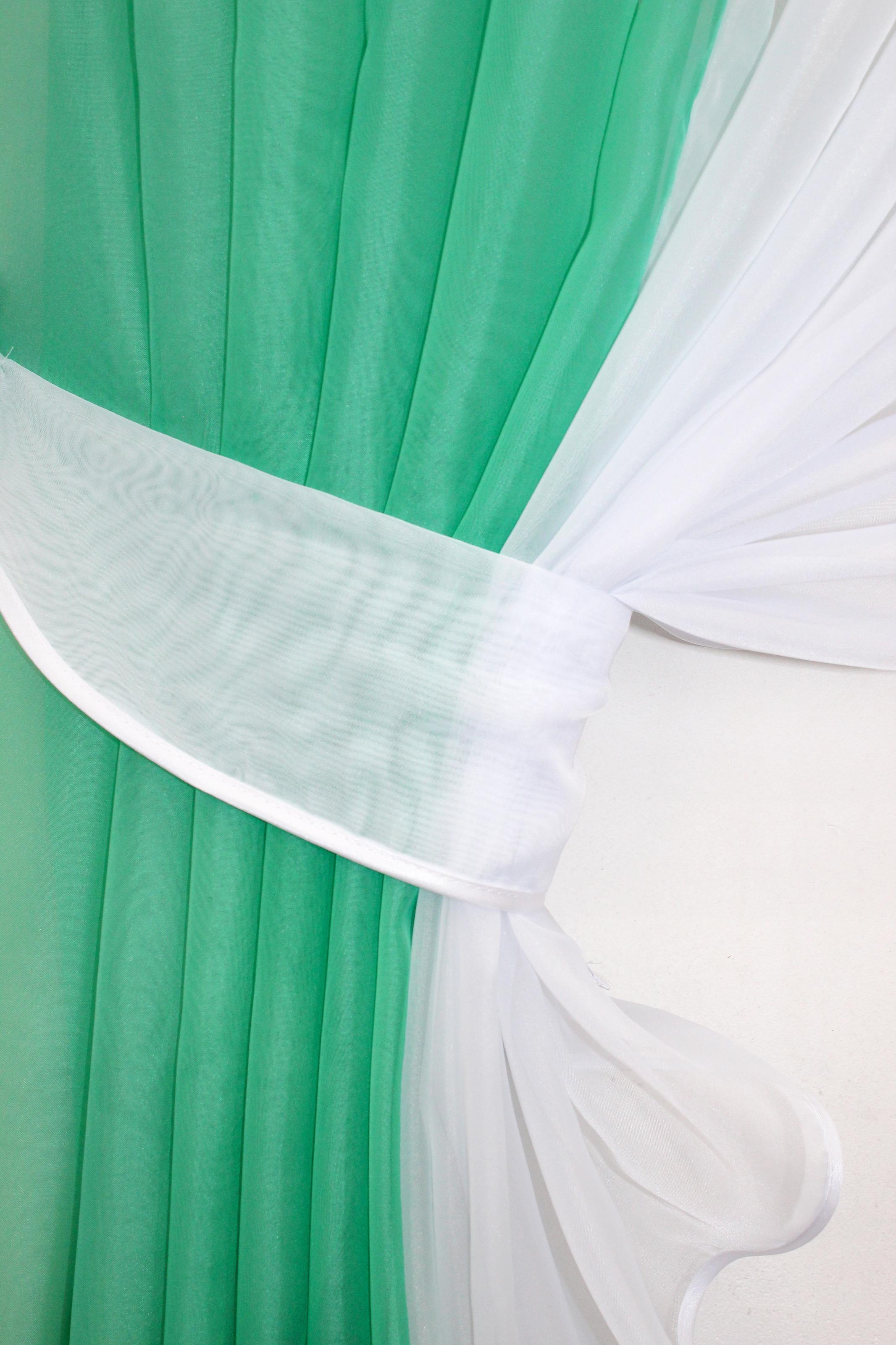 Шторы кухонные VR-Textil №096к с подвязками 400х170 см Мятный/Белый (50-993) - фото 3