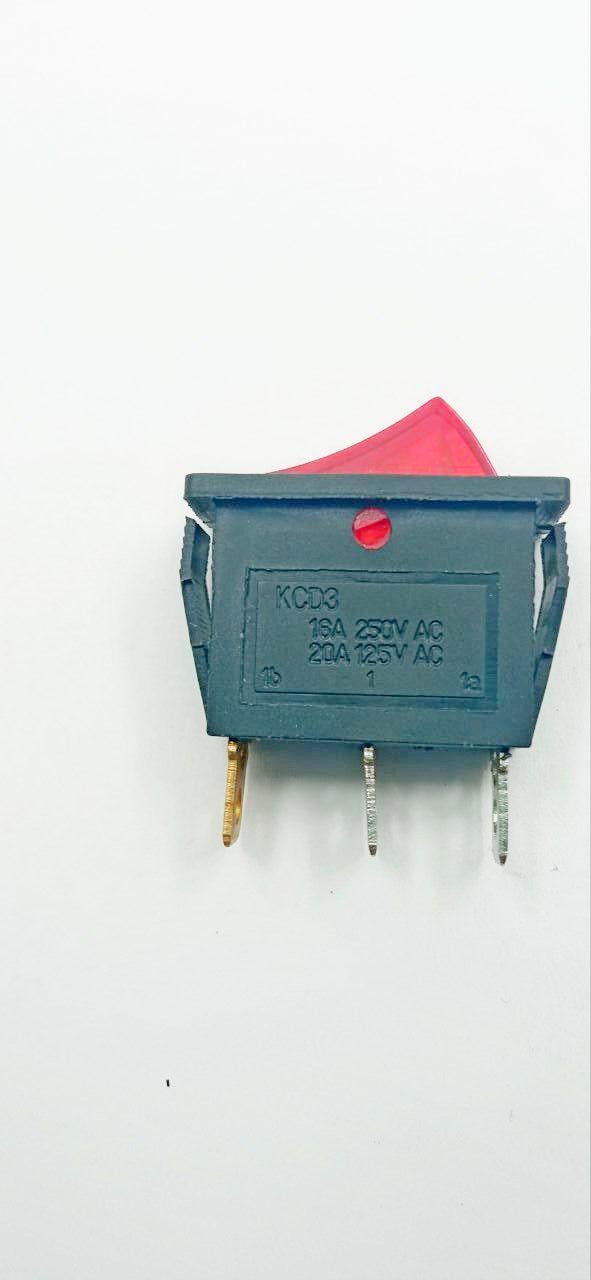 Вимикач мережевий KCD3-101-16C3L 16A 250V ON-OFF 3pin Червоний (12544)