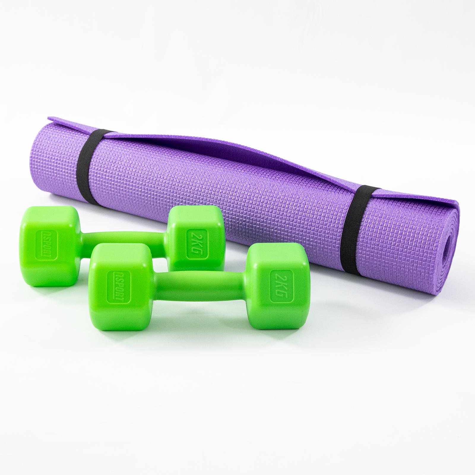 Килимок для йоги та фітнесу та гантелі для фітнесу 2 шт. по 2кг Osport Set 82 Фіолетово-салатовий (n-0112) - фото 5 Килимок для йоги та фітнесу та гантелі для фітнесу 2 шт. по 2кг Osport Set 82 Фіолетово-салатовий (n-0112) - фото 5