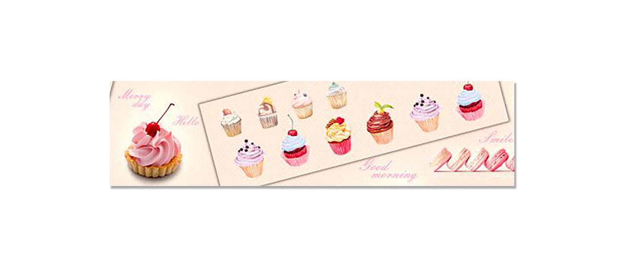 Фартук кухонный Пирожные сладости 65х250 см Бежевый