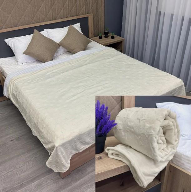 Покривало на ліжко Рельєфні зірки плюш 155х200 см Молочний (87-092) - фото 6 Покривало на ліжко Рельєфні зірки плюш 155х200 см Молочний (87-092) - фото 6