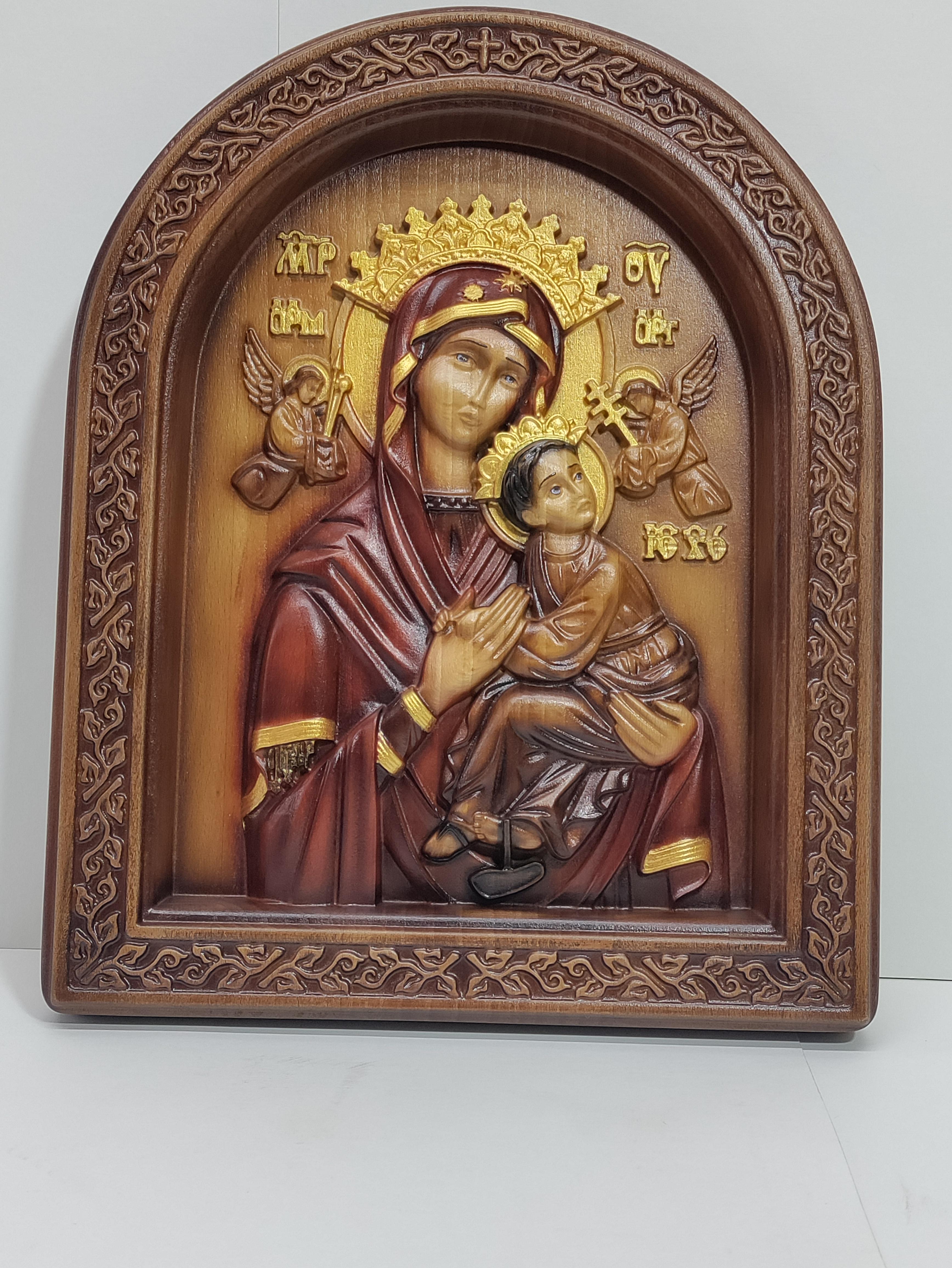 Ікона Божої Матері Неустанної Помочі з дерева 25х20 см