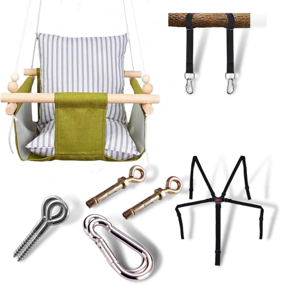 Детская качеля Infancy в полоску Серый/Зеленый (9903658)