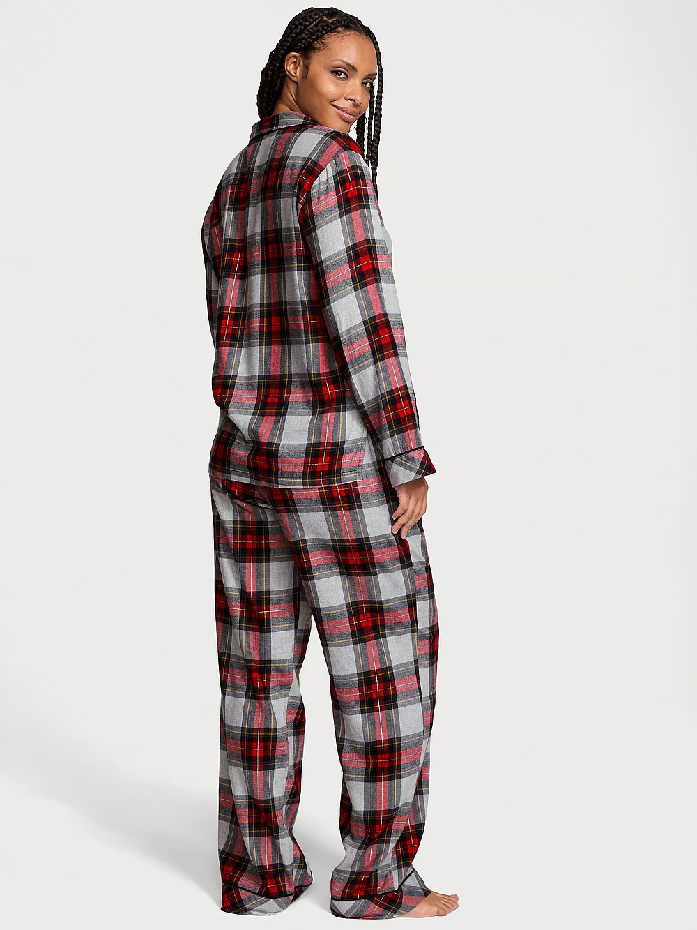 Піжама жіноча Victoria's Secret Flannel Long Pajama Set фланелева у клітинку S Різнокольоровий (21955319) - фото 2