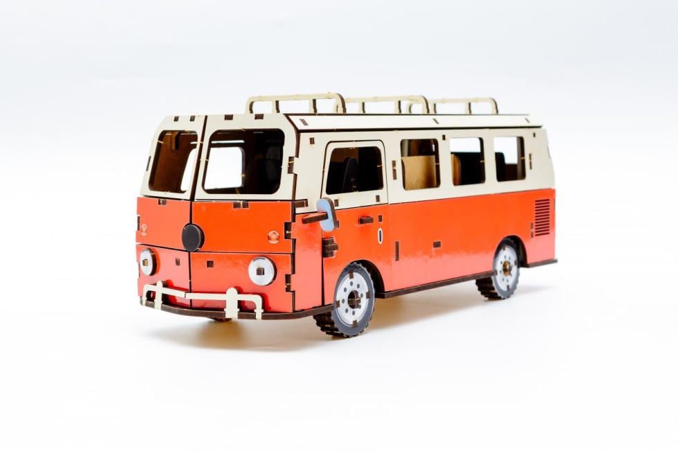 Пазл-конструктор 3D из дерева механический PuzzleOK Микроавтобус 156 детали