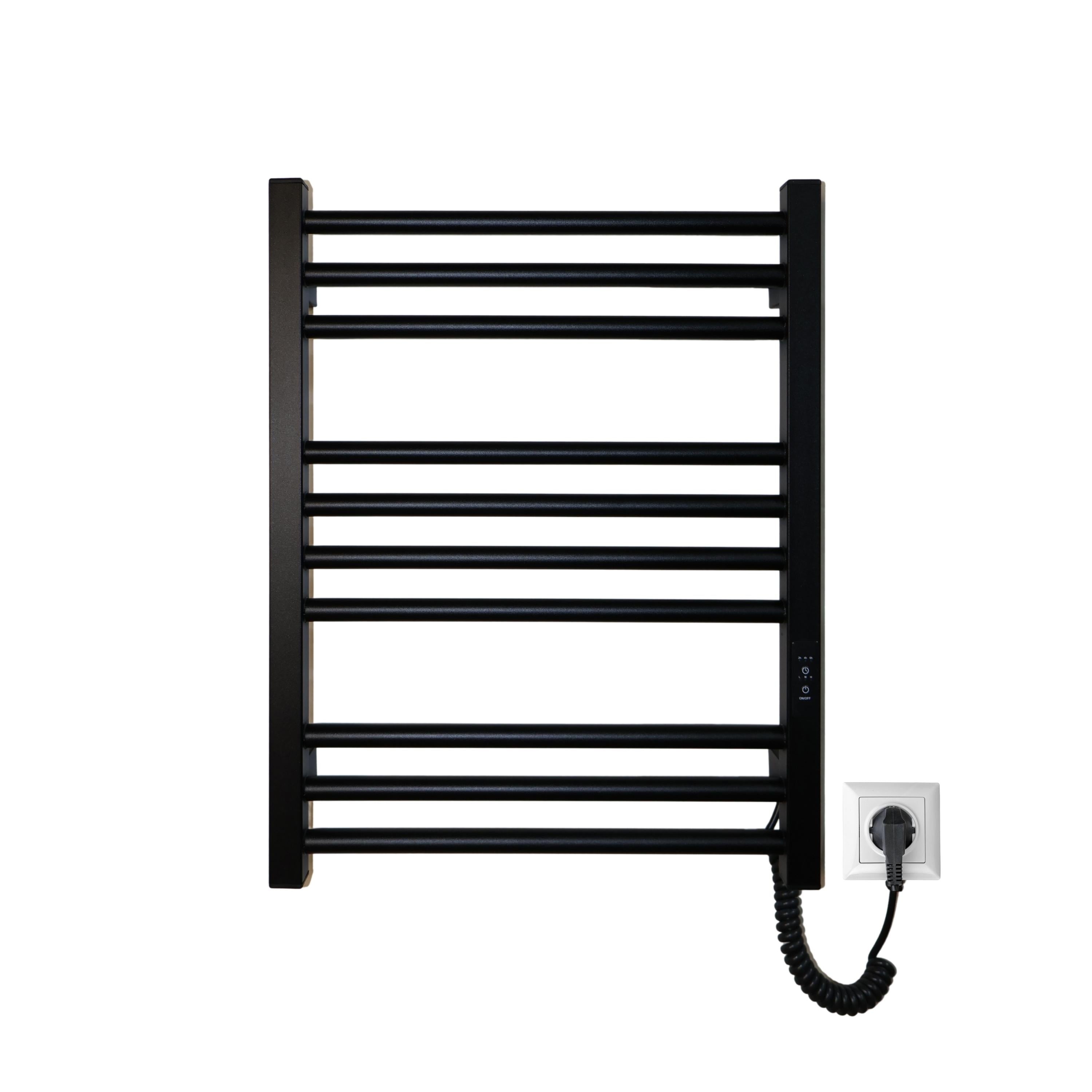 Полотенцесушитель электрический Carino Arianna с контроллером 590x490 мм Черный матовый (A5949FBM)