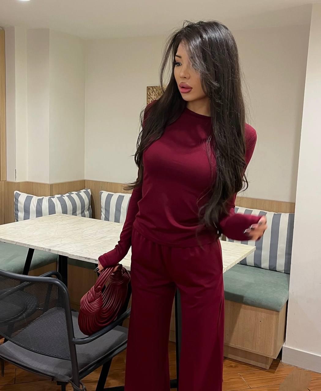 Костюм замшевый р. 40-42 Бордовый (Мод 1114)