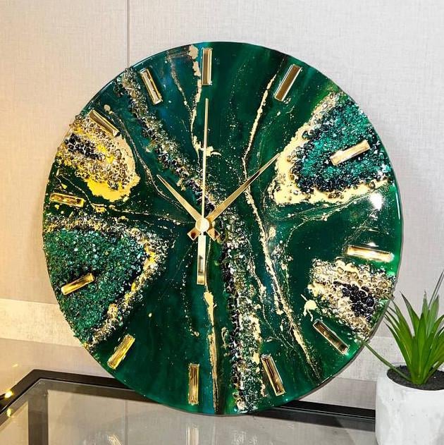 Часы настенные круглые из эпоксидной смолы EPOXY M158 80x80 см