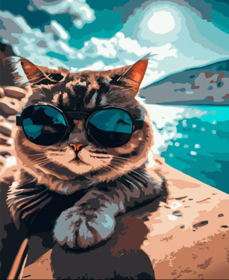 Картина по номерам Strateg Кот на отдыхе 40х50 см (GS983)