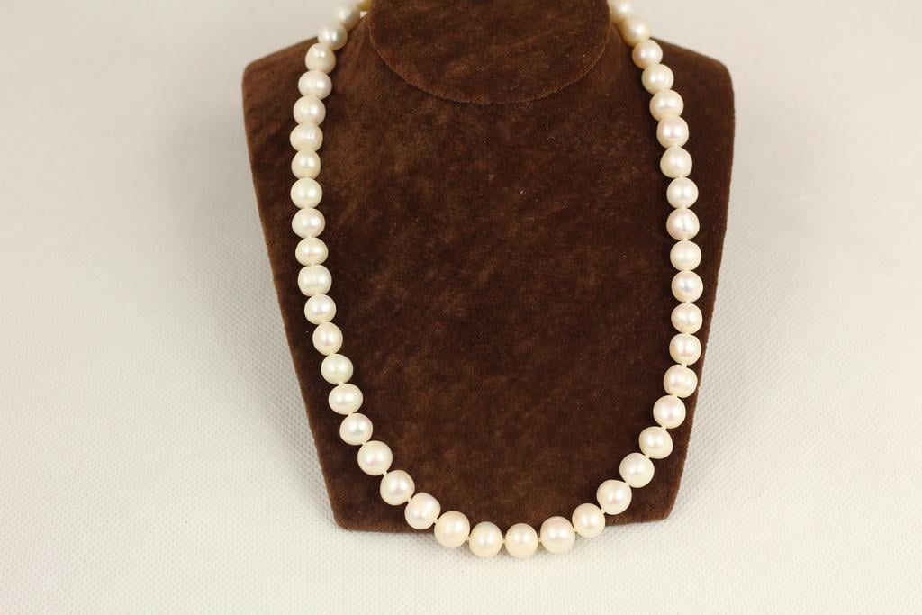 Ожерелье натуральные речные жемчужины 47 см 9 мм Серебристый (31395094)