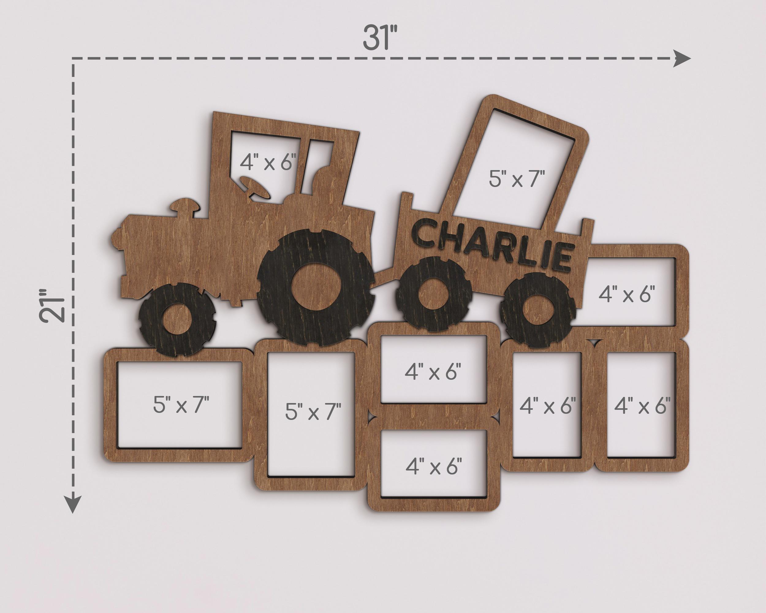 Фоторамка-колаж The Frame Depot у формі трактора з нанесенням імені на 9 фото Коричневий (tractor_collage-2) - фото 5