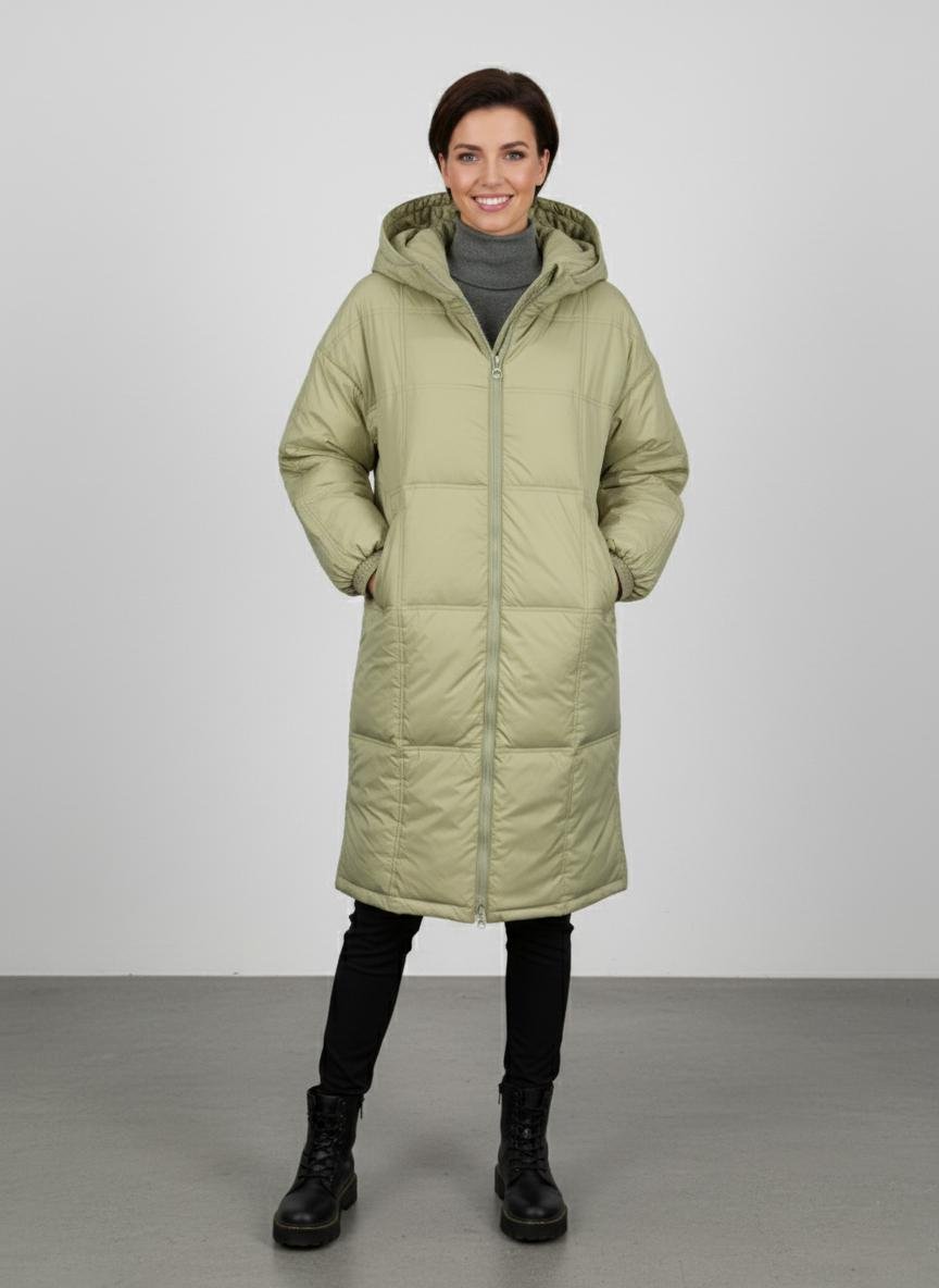 Пуховик женский Number Nine DW-013 демисезонный с капюшоном р. 42 Оливковый (DW-013-42) - фото 4