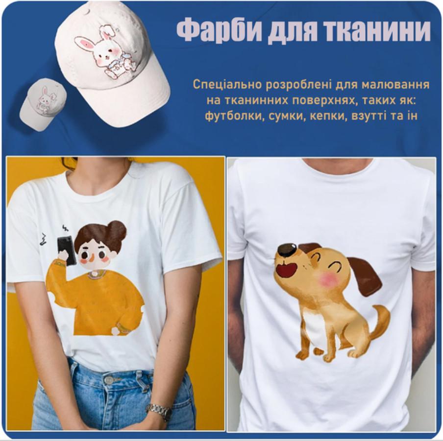 Набір акрилових фарб по тканині Art Nation 12 кольорів по 15 мл з пензликом - фото 3 Набір акрилових фарб по тканині Art Nation 12 кольорів по 15 мл з пензликом - фото 3