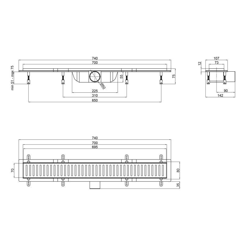 Лінійний трап Q-tap Dry FA304-700 з сухим затвором 700 мм - фото 2