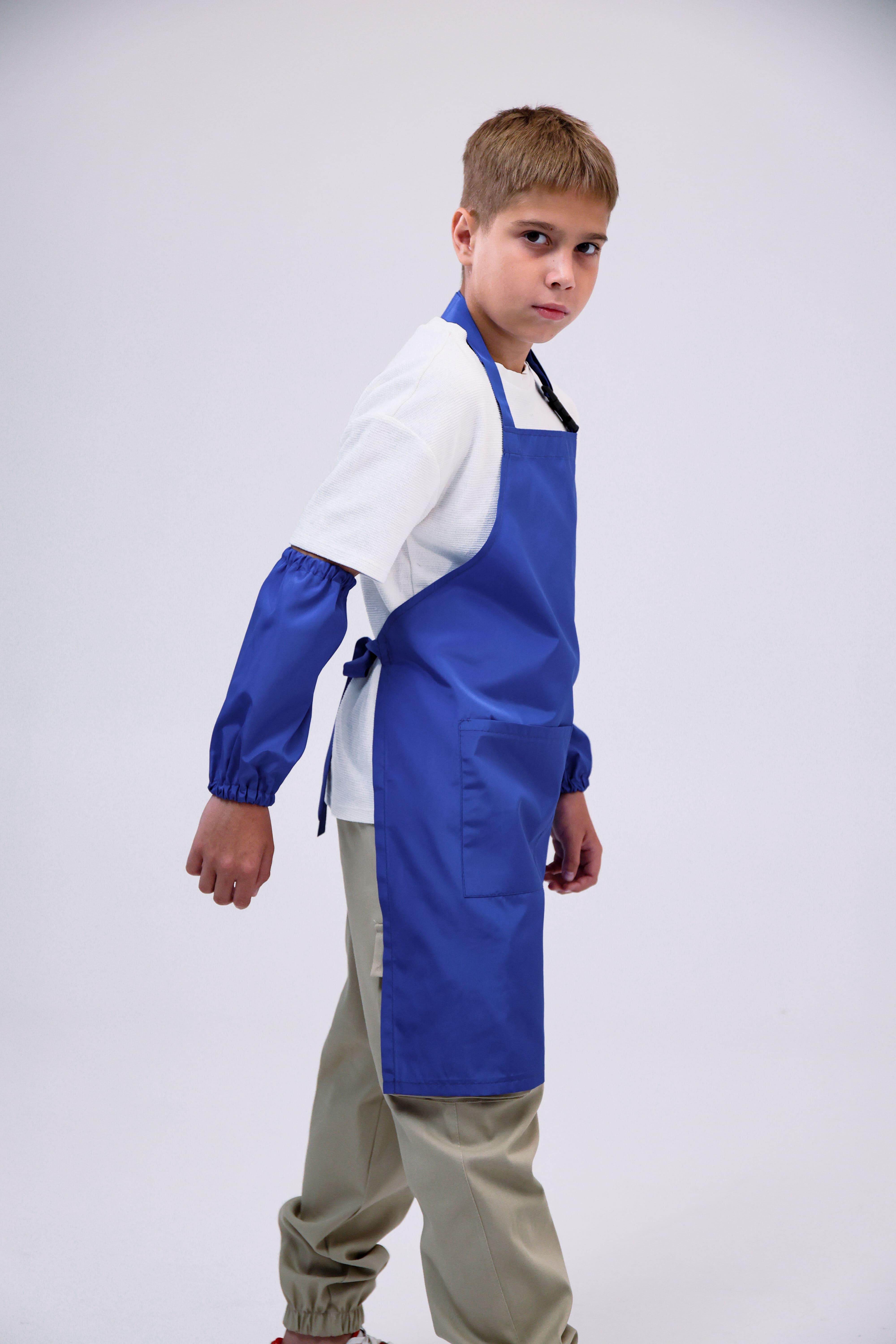 Фартук для уроков труда с нарукавниками из плащевой ткани для школы Электрик (п/хл-ел) - фото 3