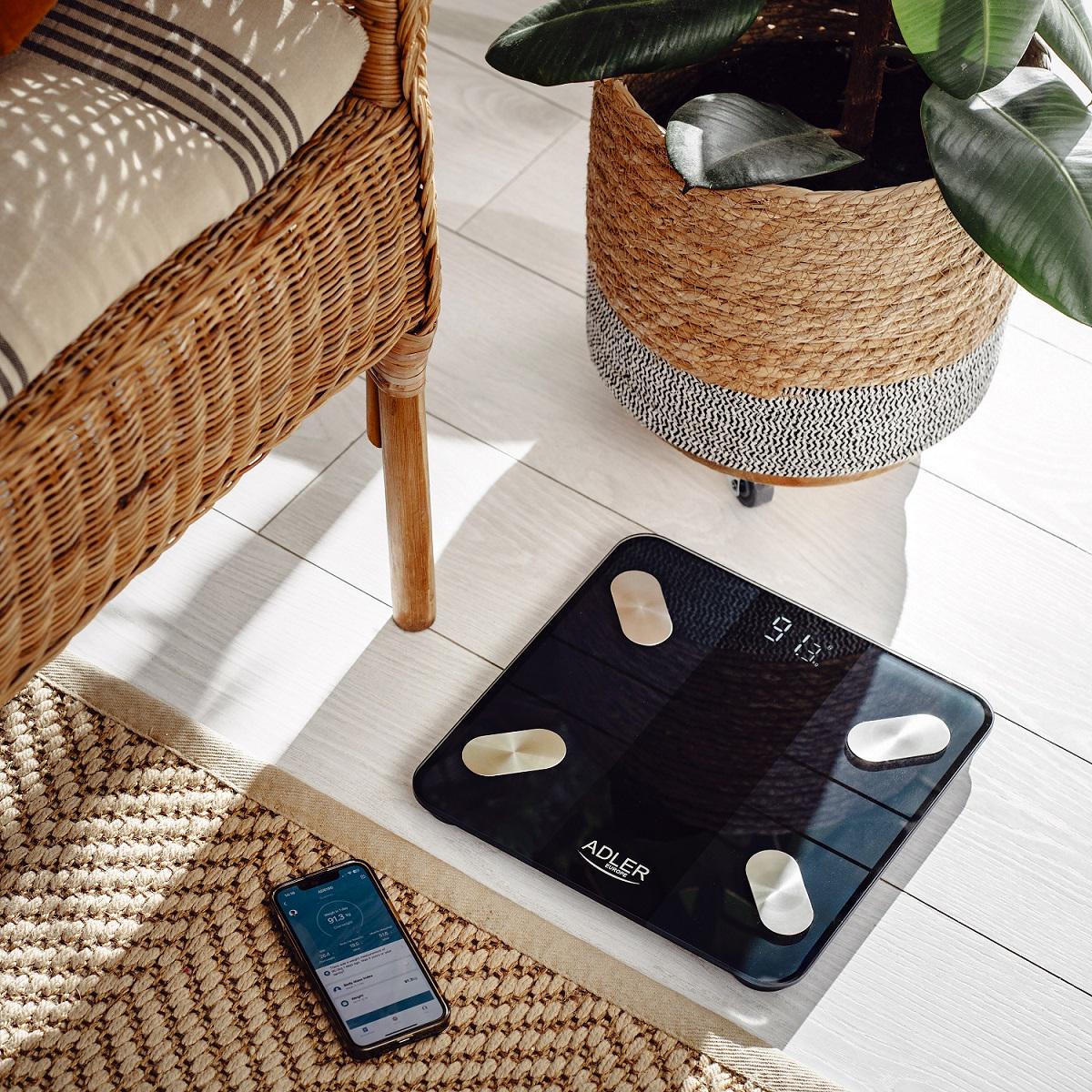 Весы напольные аналитические Adler AD 8186 Smart приложение Tuya Black - фото 11 Весы напольные аналитические Adler AD 8186 Smart приложение Tuya Black - фото 11