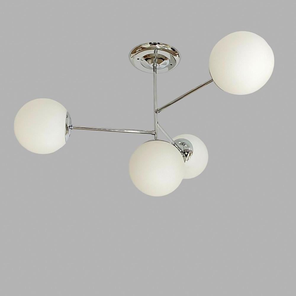 Люстра потолочная молекула Light House SRS-20643A/4 CR плафоны белые Хром Люстра потолочная молекула Light House SRS-20643A/4 CR плафоны белые Хром