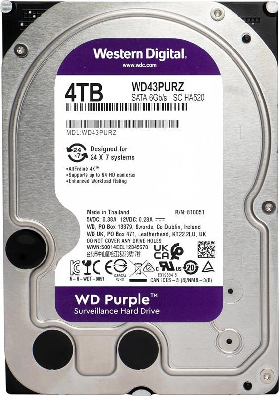 Жорсткий диск WD Purple HDD 3,5" SATA 4TB 5400rpm/256MB (WD43PURZ)