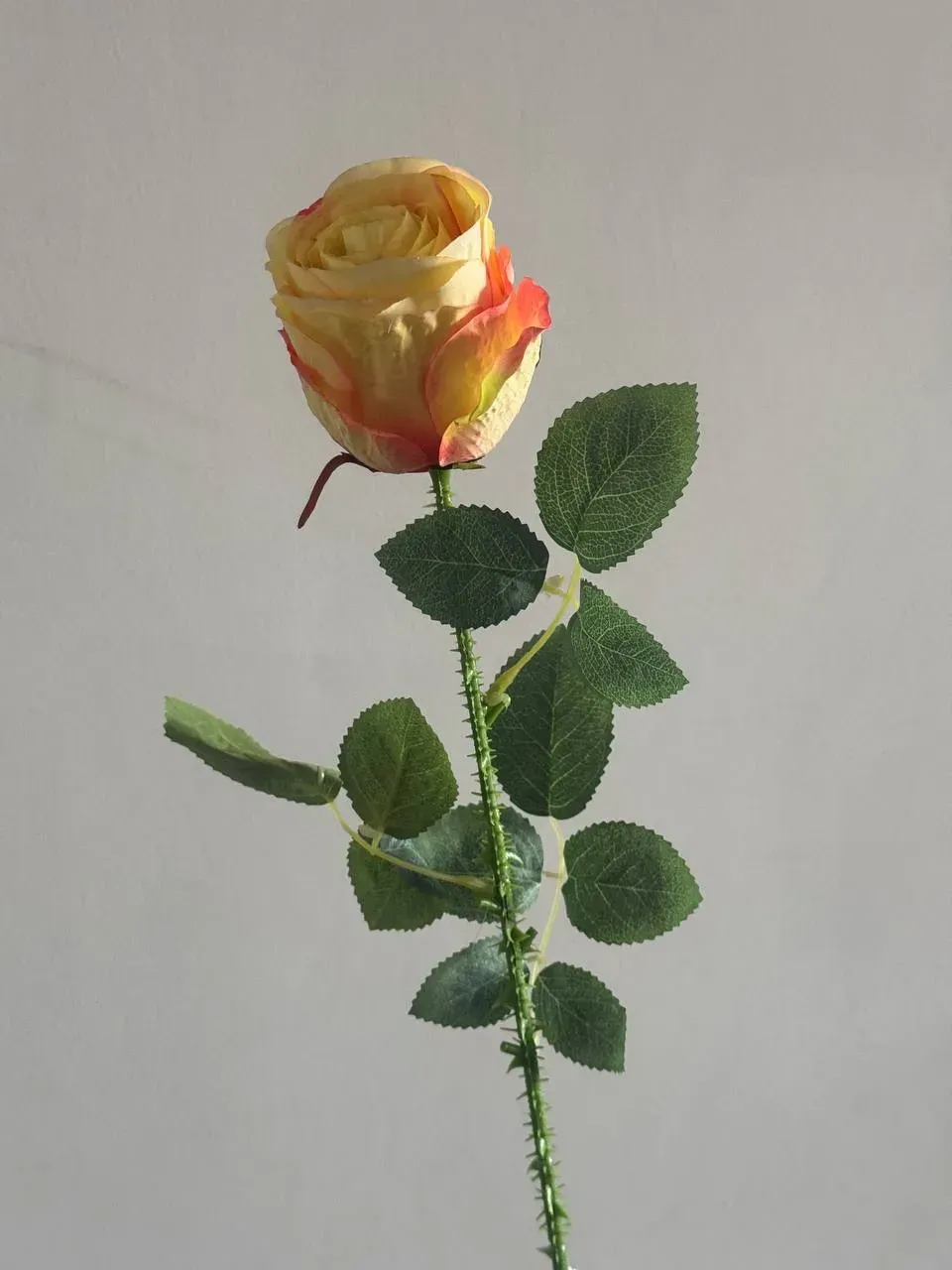 Искусственная текстильная роза на стебле Бежевый (P0008)