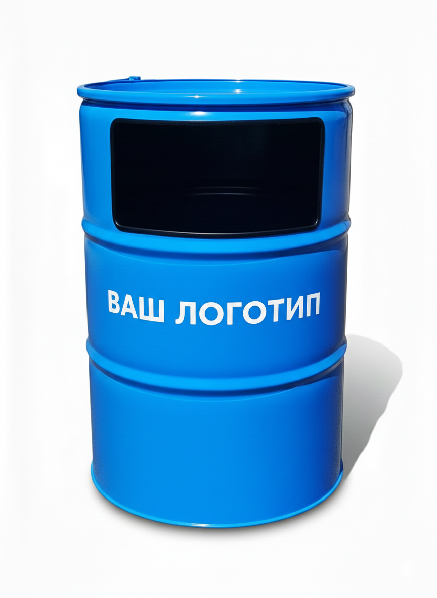 Урна для мусора из металлической бочки для фудкортов 200 л Синий (32398207)