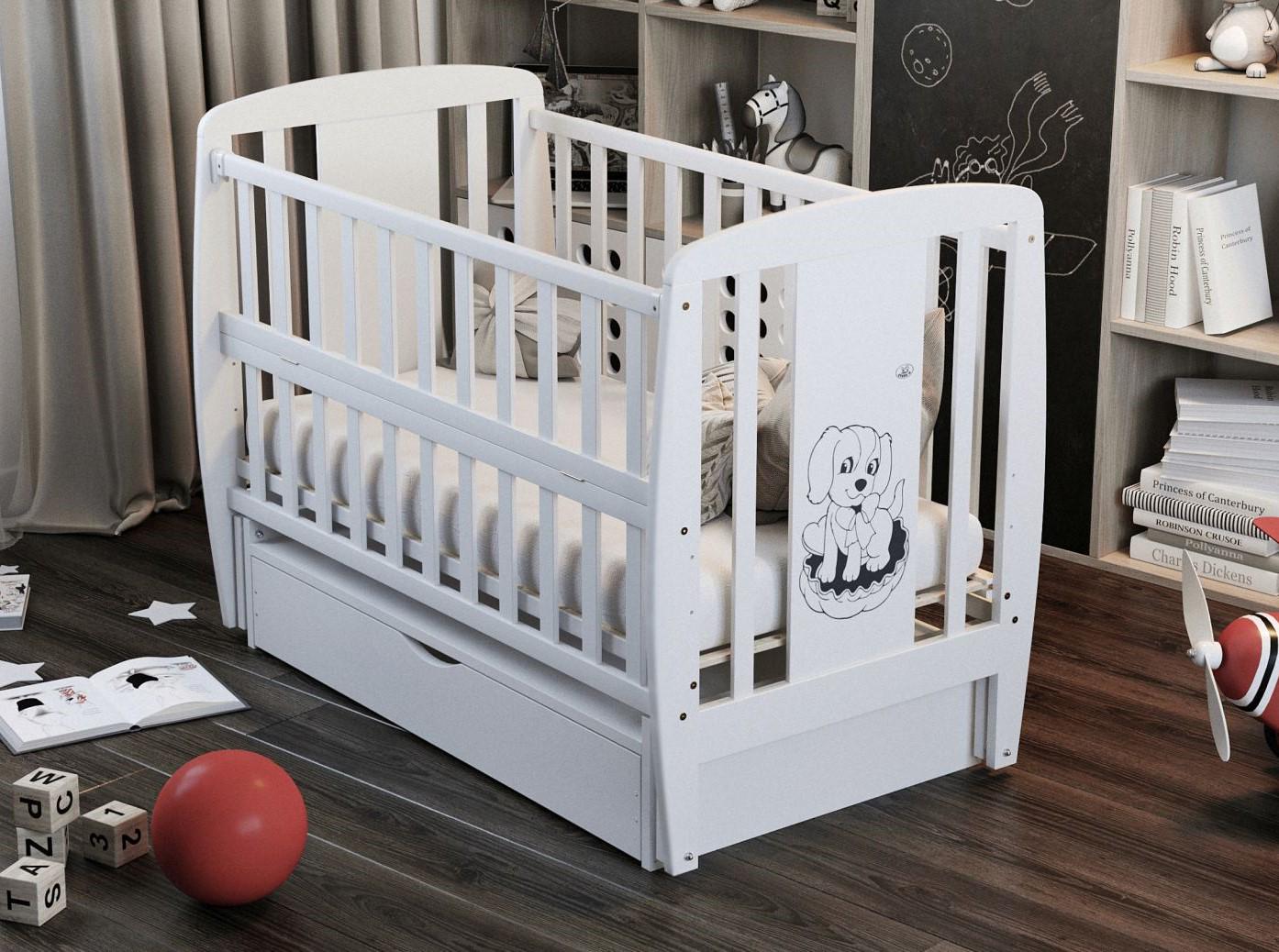 Детская кроватка Дубик-М Песик 120х60 см Белый