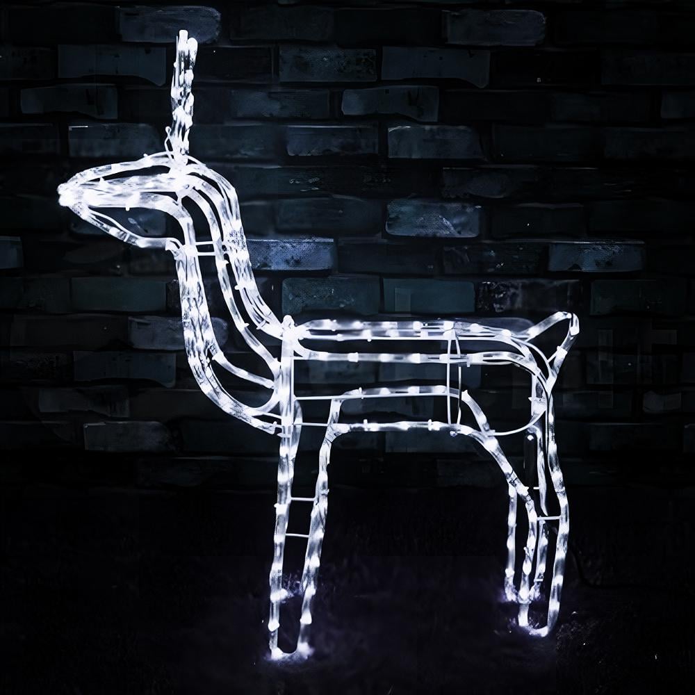 Декоративна світлодіодна фігура "Новорічний олень" висота 95 см 220 В з поворотом голови Білий - фото 2