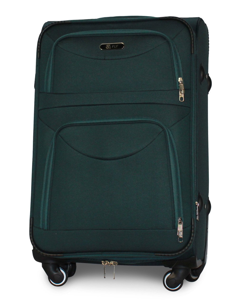 Чемодан тканевый Fly 6802 средний на 4 колесах 64х43х27 см 60 л Темно-зеленый