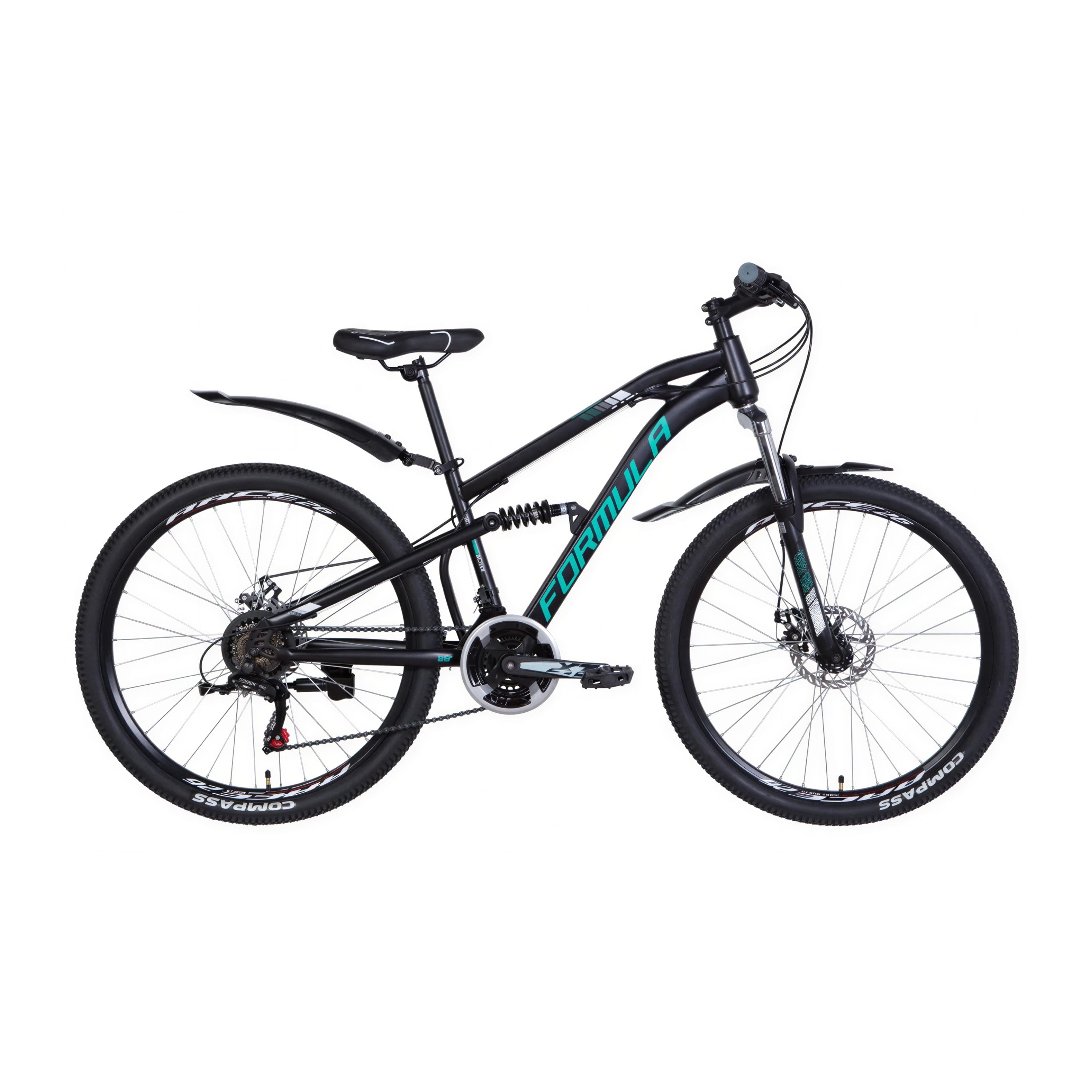Велосипед горный двухподвесной 26" Formula Blaze AM2 DD рама 15" на рост 145-160 см Черно-бирюзовый (OPS-FR-26-458)