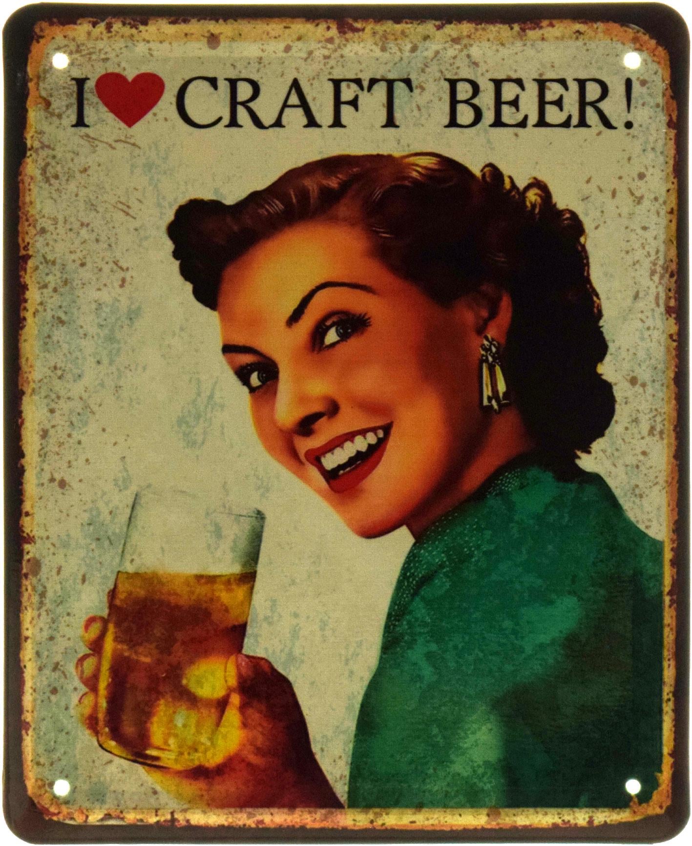 Табличка металлическая "I Love Craft Beer" 18x22 см (ms-103597)