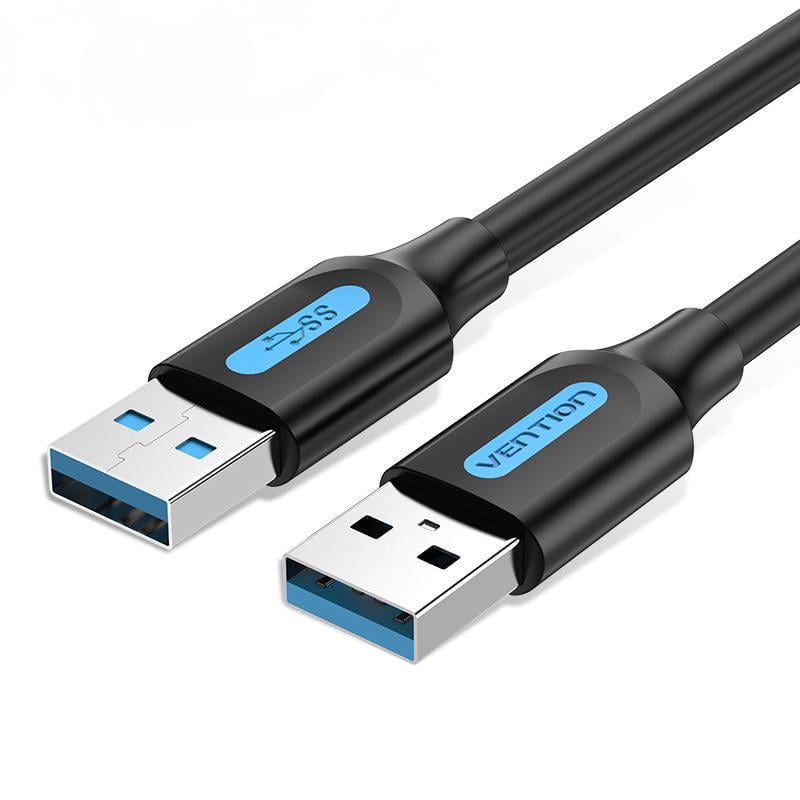Кабель Vention USB 3.0-USB 3.0 5 Гбіт/с 2A/5V USB-A папа на USB-A папа 0,5 м Чорний (CONBD)