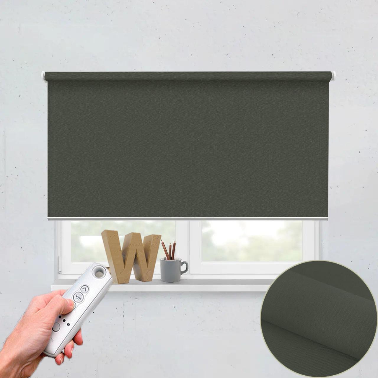 Рулонная штора автоматическая Wenster Перла 2117 85х350 см с электродвигателем Темно-серый (i1631120056)