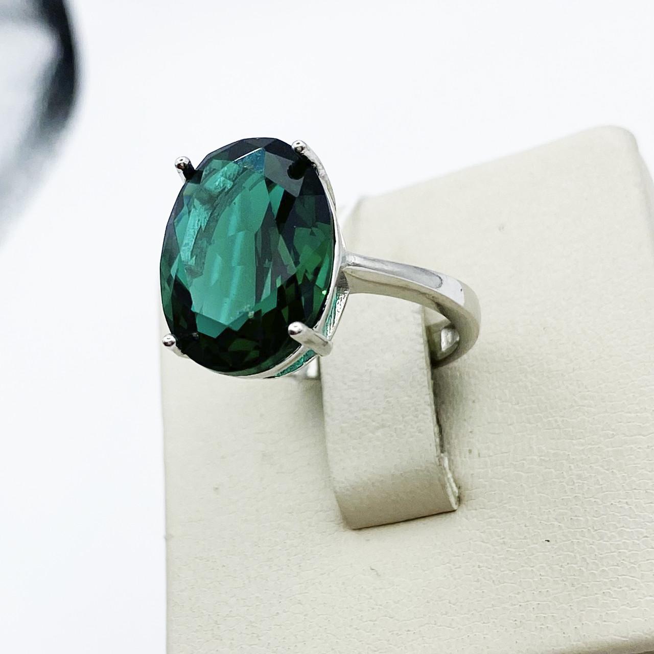 Кольцо серебряное с зеленым кварцем р. 17,5 4,2 г (1895889838)