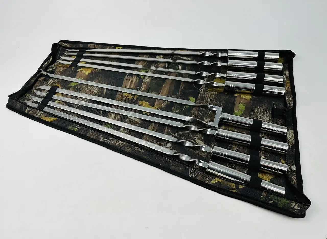 Набір шампурів в чохлі 7 шт. Срібний (18-10-NB-2279)