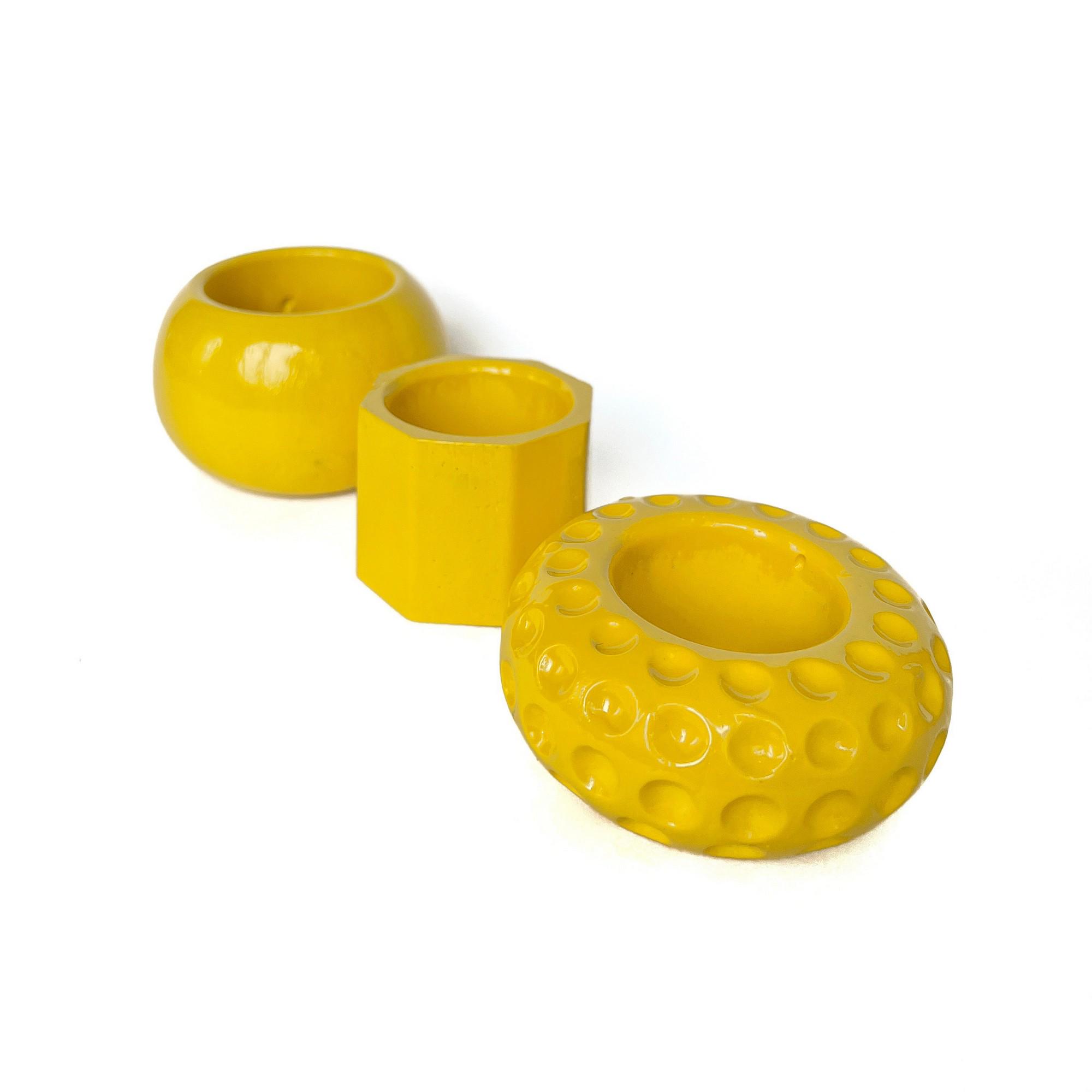 Набор из трех кашпо разной формы для декора и суккулентов Желтый глянцевый (GPAN2001_32) Набор из трех кашпо разной формы для декора и суккулентов Желтый глянцевый (GPAN2001_32)