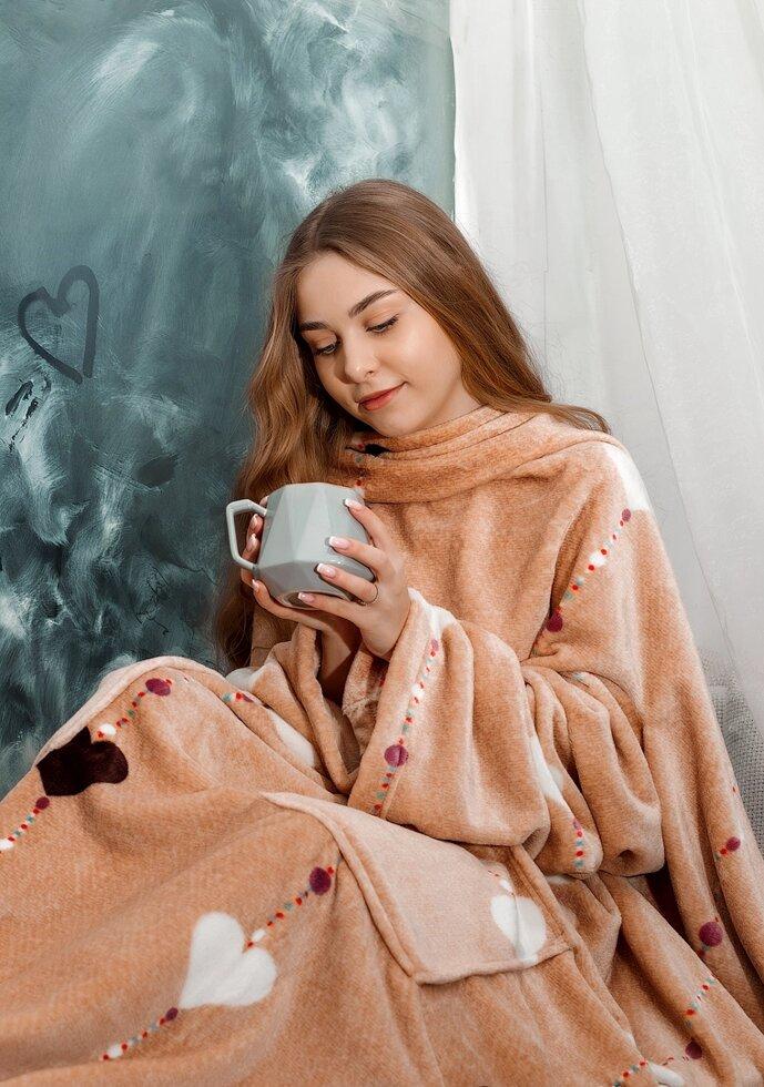 Плед с рукавами и рисунком 1939517843 200x160 см Бежевый (1939517843) - фото 1