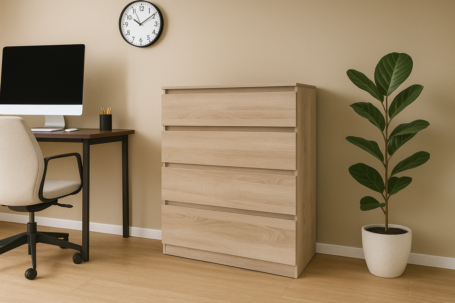 Комод MEBEX на 4 ящика 80х40х100 см Дуб Сонома (VM4B800DS) - фото 1 Комод MEBEX на 4 ящика 80х40х100 см Дуб Сонома (VM4B800DS) - фото 1