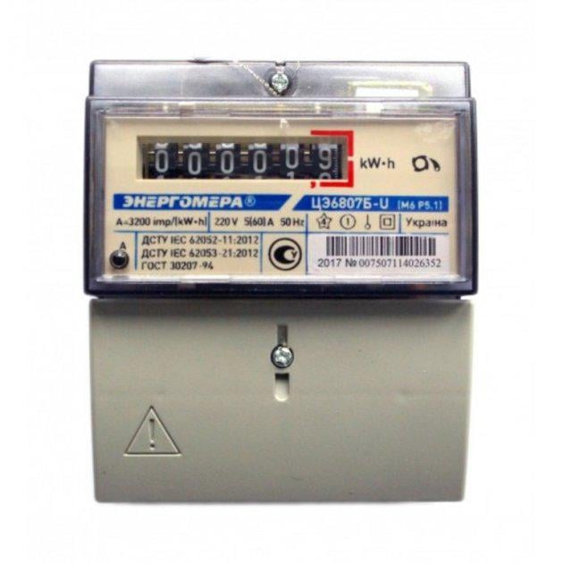 Счетчик электрический однофазный Энергомера ЦЕ6807Б-U K1.0 220 B 5-60 А (М6P5.1)
