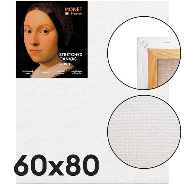 Полотно на підрамнику Monet Linen льон дрібне зерно 360 г/м2 60х80 см (MLFG6080) - фото 2 Полотно на підрамнику Monet Linen льон дрібне зерно 360 г/м2 60х80 см (MLFG6080) - фото 2